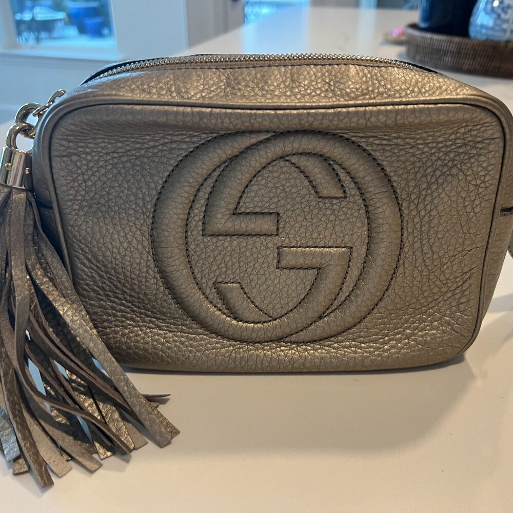 Authentic Gucci metallic gold disco crossbody